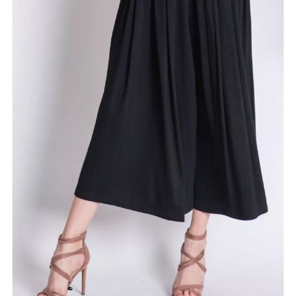 SOLID ELASTIC WAIST CROP PANT - Picture 4 of 7